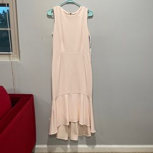 Calvin Klein pastel pink high low midi dress